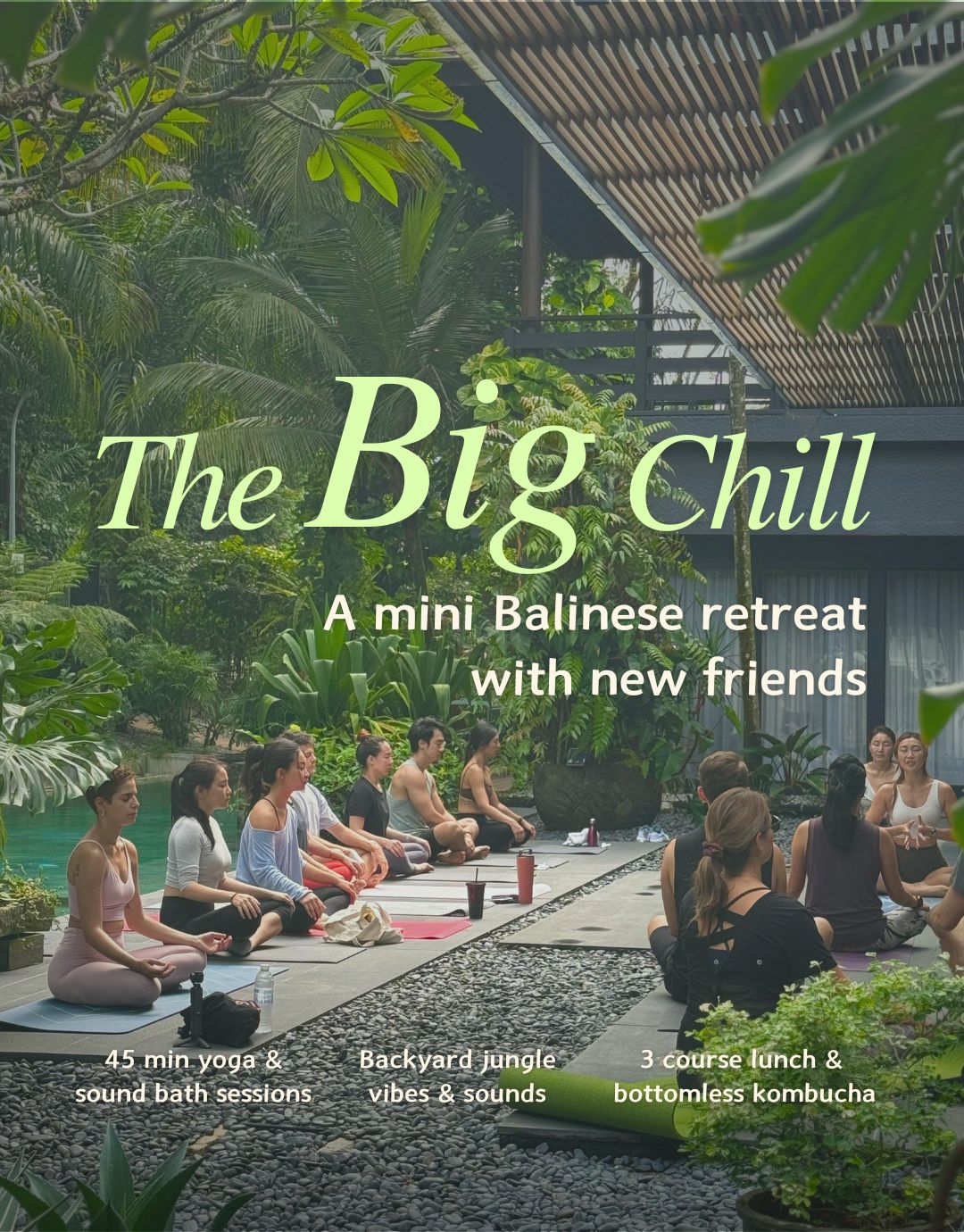 Group of people at a mini Balinese retreat with &